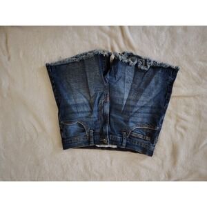 Celebrity Pink Womens Dark Wash Frayed Raw Hem Denim Jean Shorts Size 5/27